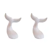 2PK LVD Whale Tail Carved Polyresin Figurine Home/Office Decor Medium