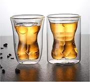 Beer Mug 2PCS Double Wall Glass Kawaii Anti-hot Male and Female Naked Body Coffee Mug Wine Glass Cups Beer Shot Glass Beer Mugs