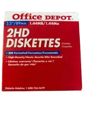 25 Pack Office Depot 3.5" 2HD Diskettes 2HD IBM Formatted 1.44 MB