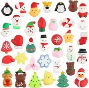 SULOLI 36 PCS Christmas Mochi Squishy Toys, Xmas Squeeze Toys Stress Reliever Anxiety Packs for Kids Christmas Party Favors Stocking Stuffers Gifts