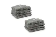 8pc Onkaparinga 30x30cm Cotton Avalon Bathroom Face Washers 550GSM Warm Silver