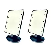 2x Gibson Gifts 16-LED Light Up Cosmetic/Makeup Vanity Mirror Tabletop 28x20cm