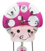 Novelty Clock Glass Density Board Mushroom Shape Purple/white Home Decor 16cm