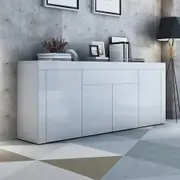 Sideboard Buffet Cabinet Table 4 Doors 1 Drawer High Gloss Front Storage Cupboard White