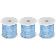 3 Rolls Nylon Beading Thread Knotting Cord 0.6mm 50 Yards Satin String, Sky Blue