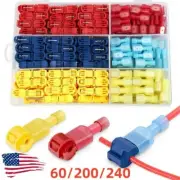240Pcs Quick Splice T-Tap Insulated Crimp Terminals Kit Spade Wire Connectors