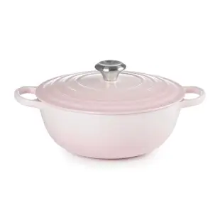 【Le Creuset】琺瑯鑄鐵鍋媽咪鍋28cm 薰衣草/貝殼粉/櫻桃紅/火焰橘(贈鍋蓋架)