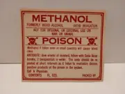 Antique Druggist Label Methanol POISON Skull Crossbones Gum Backed