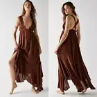 NWT Free People Endless Summer Show Stopper Midi Dress Dark Brown Medium