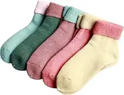 [DEARMAMY] Crew Socks Warmest Wool Socks for Women 5 Pairs Ankle Socks Minimalist Design