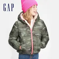 在飛比找蝦皮商城優惠-Gap 女童裝 時尚波點印花仿羊羔絨拉鍊連帽外套-綠色迷彩(