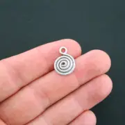 BULK 50 Swirl Charms Antique Silver Tone 2 Sided Maze - SC3020