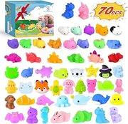 Mochi Squishy Toys 70pcs Party Favors for Kids Mini Squishy Kawaii Mochi Animal Squishies Cat Unicorn Squishy Mini Squeeze Stress Relief Toys for Random (Pack of 70)