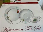 Holiday Afternoon Tea Set Creative Tops/side Plate Cup& Saucer New In Box