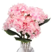 Hydrangea Artificial Flowers, 3PCS Faux Hydrangea Flowers Home Decor,Light Pink