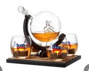 Democratic Party Wine & Whiskey Decanter Set,750 ML with US Flag & 4 Glasses****