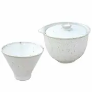 Mino Takarabin teapot, tea cup set white 釉窯 strange white 7127-0570