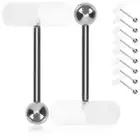 10 Pcs Stainless Steel Tongue Ring Piercing Retainer Bellybutton Jewellery