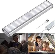 [Updated] Wardrobe Light, USB Rechargeable Motion Sensor Night Light, 30 LED Dimmable Wireless Under Cabinet Lighting Bar, Stick on Hallway Stairway Closet Kids Bedroom, 6 Lightning Modes Lamp