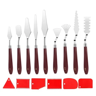 15pcs Artist Palette Knife Set Stainless Steel Wood Handle for Oil Acrylic Paint