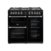 Belling 90cm Cookcentre Dual Fuel Cooktop Range Cooker Electric Oven Grill Black