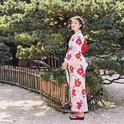 [JIMINISO] Japanese Style Authentic Woman’s Pink Kimono Haori Floral Print Long Sleeve Party Cosplay Dress Outfit Geisha Costume