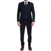 CANALI 1934 Blue Water Resistant Wool 3 Piece Peak Lapel Formal Suit EU 50 US 40