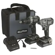 Klutch Drill/Driver and Impact Driver Kit, KLiQ 20 Volt Brushless, 1/2in. and
