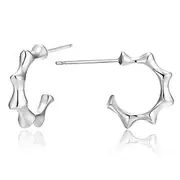 Solid 925 Sterling Silver Shaggy C-Hoop Earrings