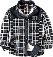 [Generic] Men's Winter Fleece Shirts Male Cotton Casual Warm Check Snap Coat Man Sherpa Lined Thick Shirt Jacket