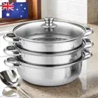 3 Tier Steamer Cooker with Lid Food Steamer Multipurpose Steamer Stainless Steel