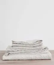 Linen Sheet Set with Pillowcases - Pinstripe