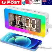 Digital Alarm Clock with Dynamic RGB Night Light Dual Alarms Bedside Table Clock