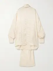 [KHAITE] KHAITE - Bex Open-back Tie-neck Crinkled Satin-twill Top - Cream - x small x small Cream