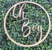 Oh Boy Sign for Backdrop, Wood Baby Shower Sign for Boy 1st Birthday Photo Booth, Gender Reveal Birthday Party Supplies