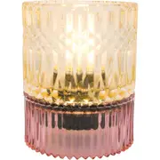 LVD Led Glass Home/Room Bedside Lamp Light Tabletop Decor 14cm Pink/Amber