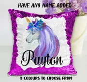 Unicorn Sequin Cushion Cover Magic Mermaid Pillow - Personalised