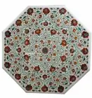 3'x3' Marble Dining Table Top Side Table Carnelian Floral Inlay Hallway Decor