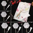 decoration Embroidery Handheld Fan Long Handle Chinese Retro Style Pearl Edging