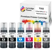 6 Pack (1BK,1PBK,1C,1M,1Y,1GY) Compatible Ink for Epson T552 for Epson EcoTank ET-8500 ET-8550