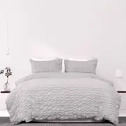 Ardor Albany Silver Seersucker Check Quilt Cover Set Queen