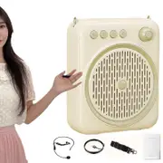 Portable Voice Amplifier Bluetooth Rechargeable Speaker With Wired Microphone-Beige