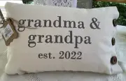 MUD PIE est. 2022 GRANDMA & GRANDPA Throw PILLOW NEW