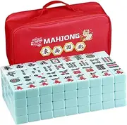 YANMEIYA American Mahjong Set 166 Mahjong Tiles 1.6-inch Large Mahjong Set Lantian Jade Premium American Mahjong Tile Set with Storage Bag