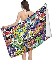 JBYJBX Colorful Pattern Print Beach Towel Quick Dry Sandproof Microfiber Beach Bath Towel for Travel Pool Camping