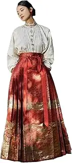 [Mkjuuior] Hanfu Skirt Chinese Style Ancient Costume Horse Face Skirt Ming Dynasty Red Embroidered Gold Horse Face Skirt Hanfu