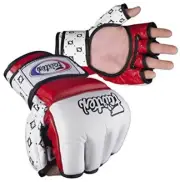 Fairtex Supper Sparring Gloves FGV17 White Red Open Thumb loop ( S,M,L,XL ) MMA
