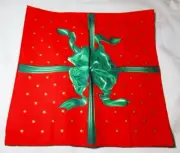 Vintage Tablecloth Topper #25 Lot of TWO (2) Red Package Pattern Made in Brazil