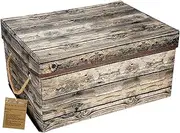 [Livememory] Memory Box for Keepsakes Storage Bin Fabric Decorative Storage Box with Lid and Handles for Office, Bedroom, Closet, Toys L15.7 x W11.8 x H7.9 Inches (Not Made of Wood)
