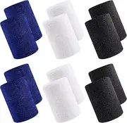 Absorbent Cotton Sweatbands Elastic Wrist Bands for Sports, 12Pcs Absorbent Cotton Sweat Bands, Sports Competitions Wristband Sweat Wrist Band for Men and Women